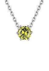 catchy silver round rolo chain August birthstone baby necklace